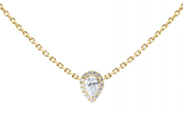 Chain necklace with 0.43ct diamonds in yellow gold prong setting - Redline - 0++