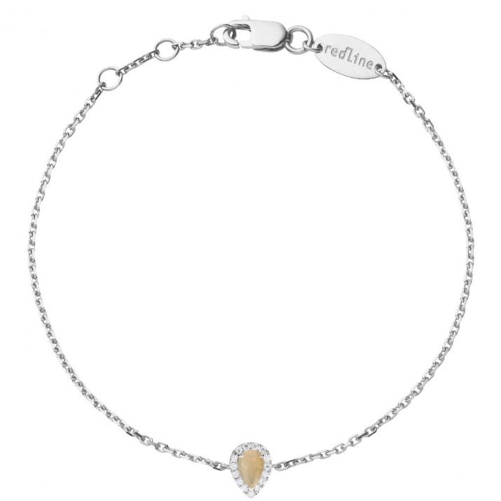 Opal and diamonds chain bracelet in white gold prong setting - Redline - 0++