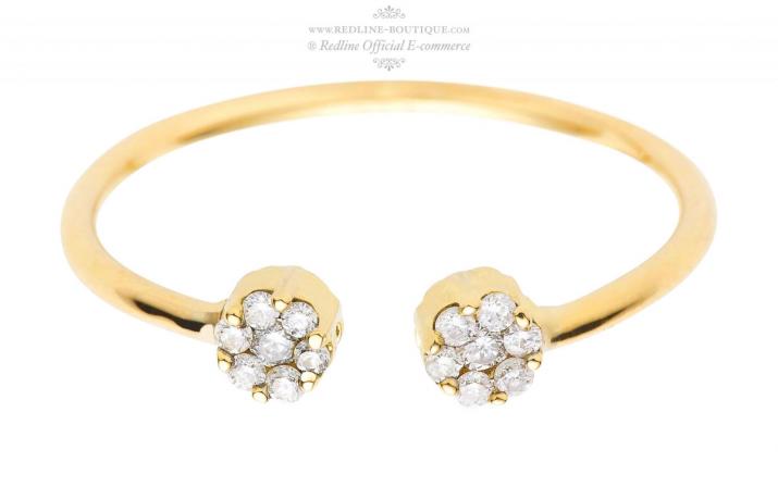 Ring with 0.10ct Round Diamond in Yellow Gold Cluster Setting - Redline - 0++