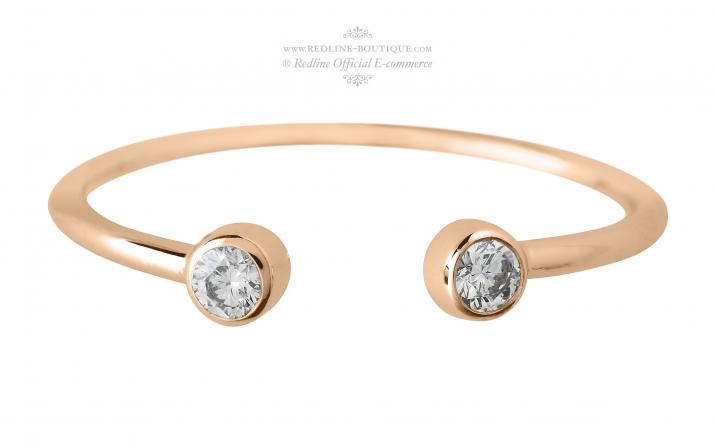 Ring with 0.10ct Round Diamond in Rose Gold Bezel Setting - Redline - 0++