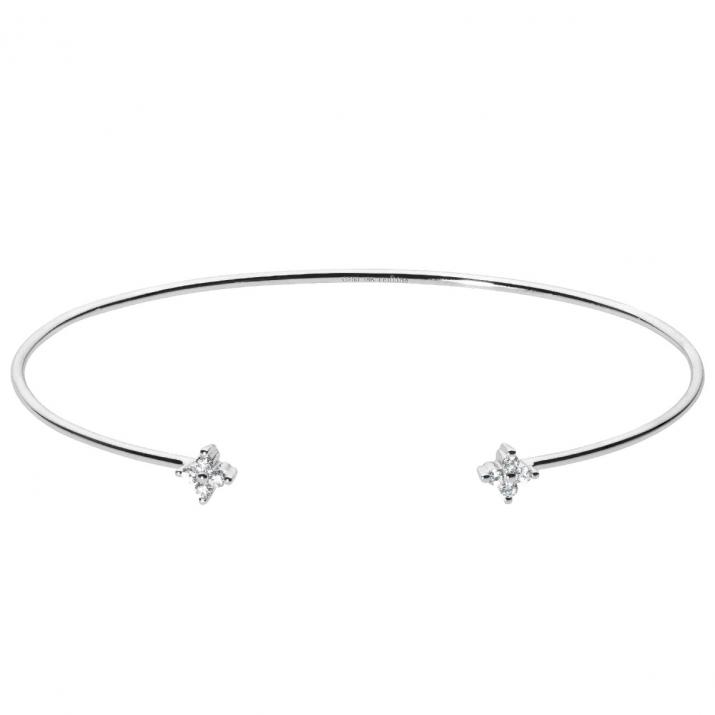 Bangle Bracelet with 0.113ct Round Diamond in White Gold Prong Setting - Redline