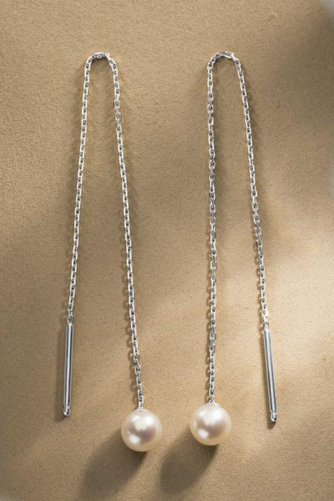 White gold earrings with Akoya pearls - Redline - 0++