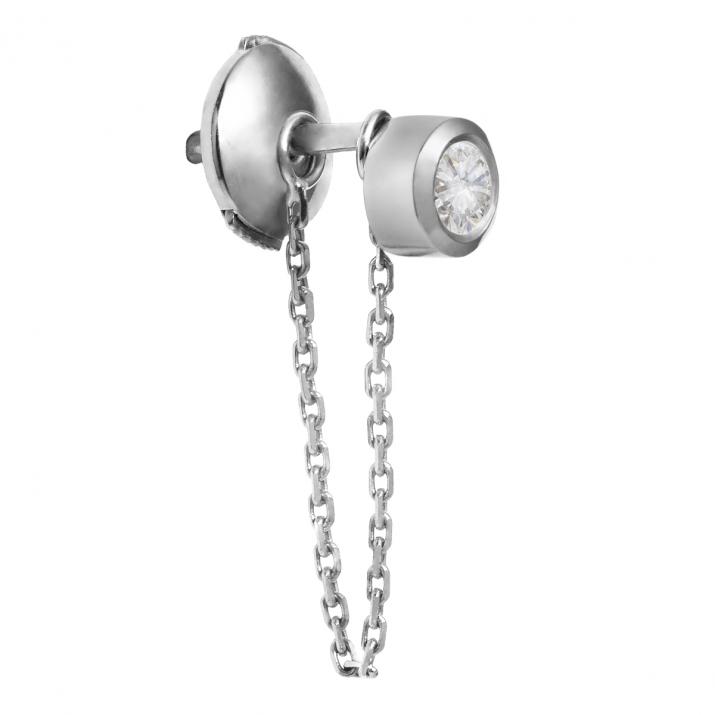 Pendiente de oro blanco con diamante puro y cadena - Redline - 0++