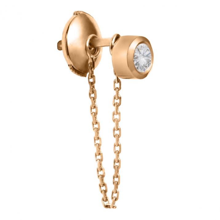 Pendiente de oro rosa con diamante puro y cadena - Redline - 0++