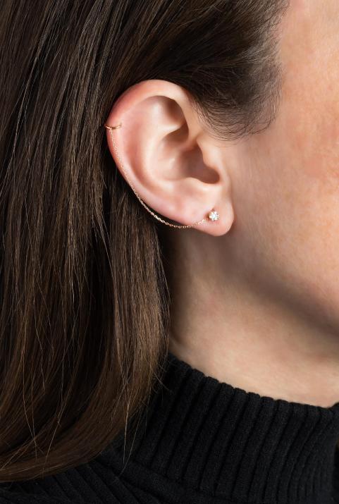 Pendiente de falso piercing en oro rosa 18K con diamante 0,10 ct - Redline - 0++