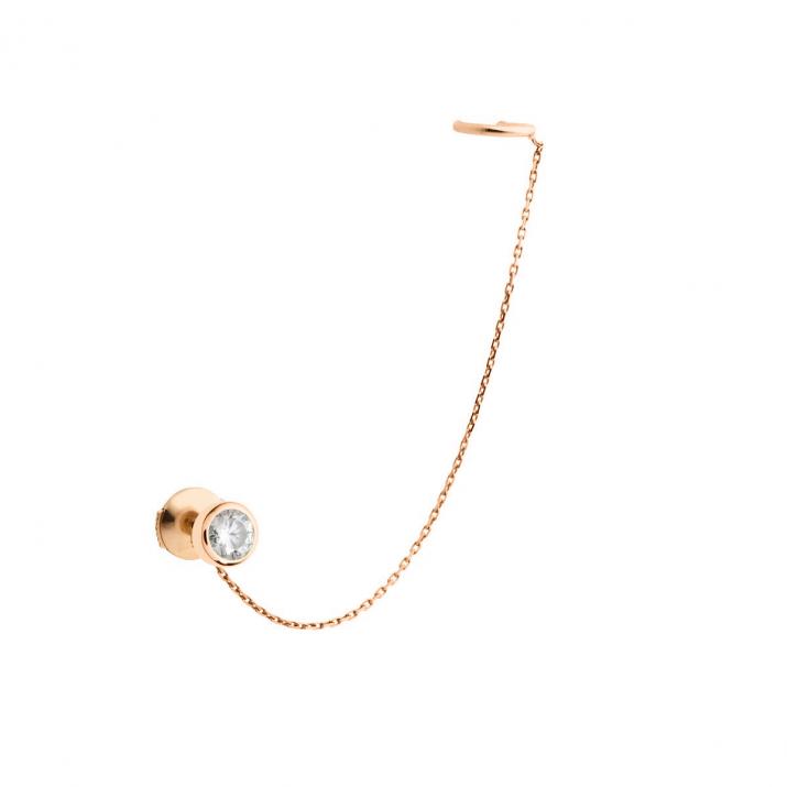 Pendiente de falso piercing en oro rosa 18K con diamante 0,10 ct - Redline - 0++