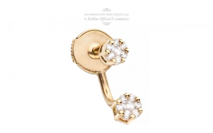 Earrings with 0.10ct Round Diamond in Yellow Gold Cluster Setting - Redline - 0++