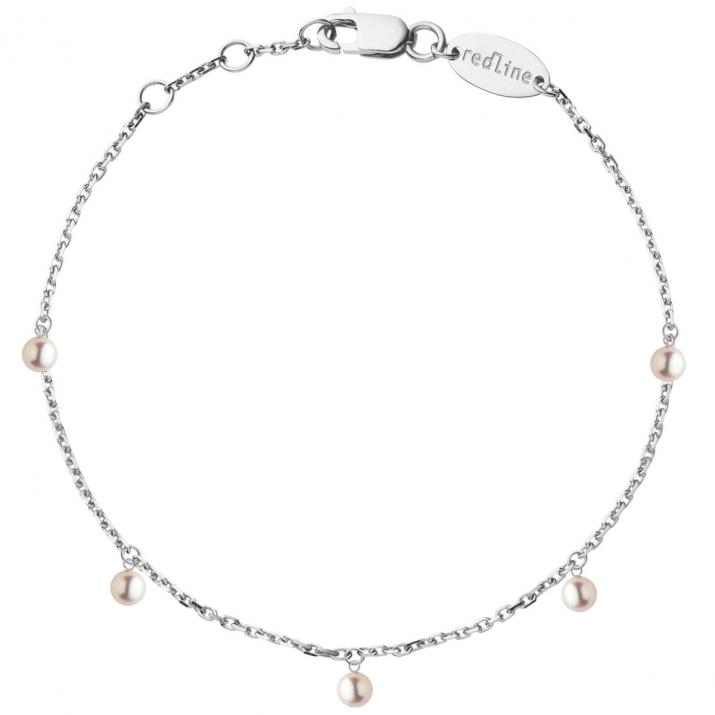 Pulsera de 5 perlas Milakoya en una cadena de oro blanco - Redline - 0++