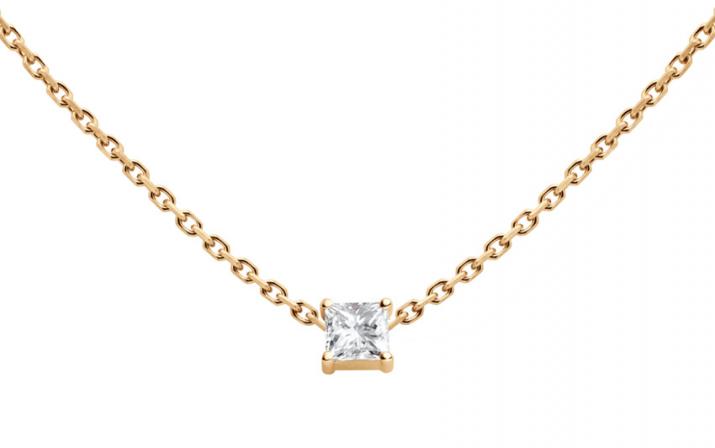 Collar en cadena con diamante princesa de 0.11ct en base de oro rosa - Redline - 0++