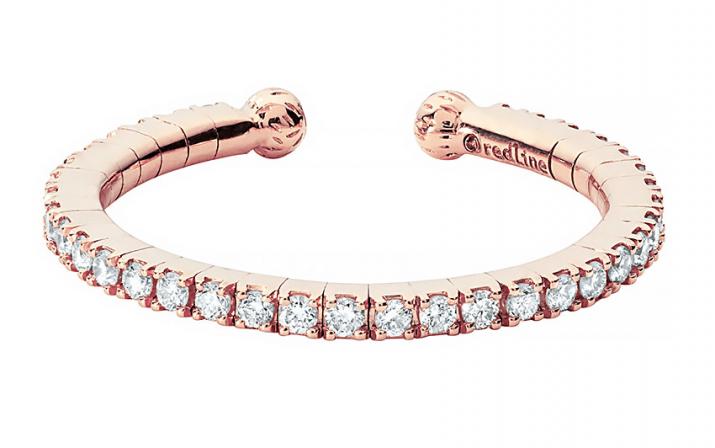 Ring band with 0.29ct diamonds in rose gold prong setting - Redline - 0++