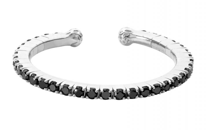 Ring with 0.29ct Round Black Diamond in White Gold Prong Setting - Redline - 0++