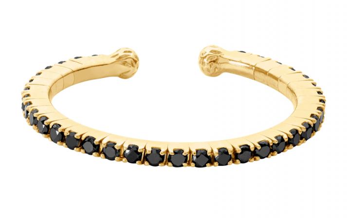 Ring band with 0.29ct black diamonds in yellow gold prong setting - Redline - 0++