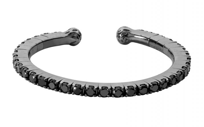 Ring band with 0.29ct black diamonds in black gold prong setting - Redline - 0++