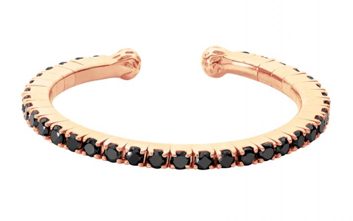 Ring band with 0.29ct black diamonds in rose gold prong setting - Redline - 0++