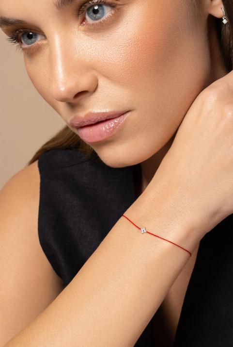 String bracelet with 4 diamonds on a star in white gold - Redline - 0++