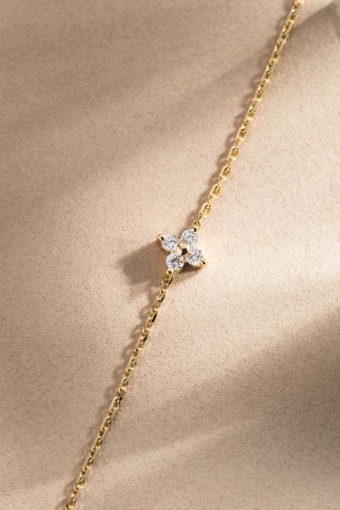 Yellow gold chain bracelet with 4 diamonds on a star - Redline - 0++