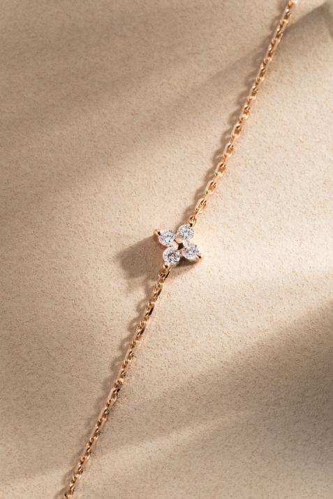 Rose gold chain bracelet with 4 diamonds on a star - Redline - 0++