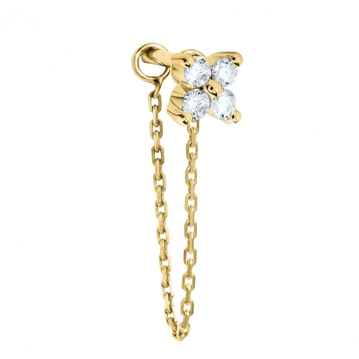 Yellow gold chain earrings with 4 diamonds on a star - Redline - 0++