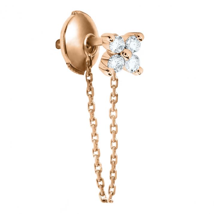 Rose gold chain earrings with 4 diamonds on a star - Redline - 0++