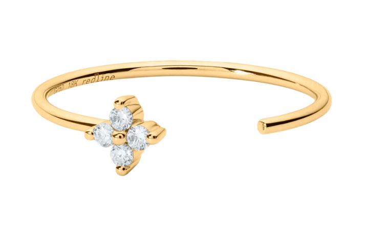 Ring with 0.056ct Round Diamond in Yellow Gold Prong Setting - Redline - 0++