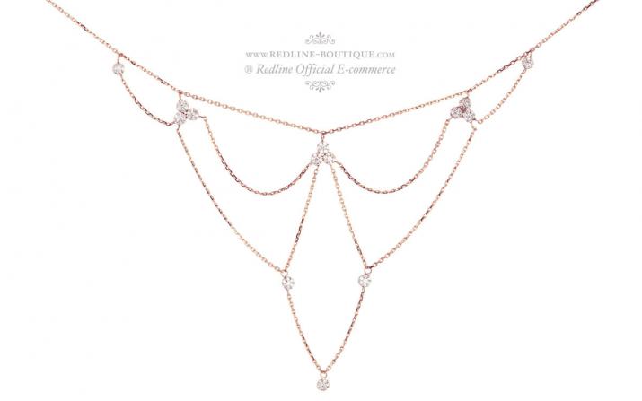 Chain necklace with 0.7ct diamond in rose gold prong setting - Redline - 0++