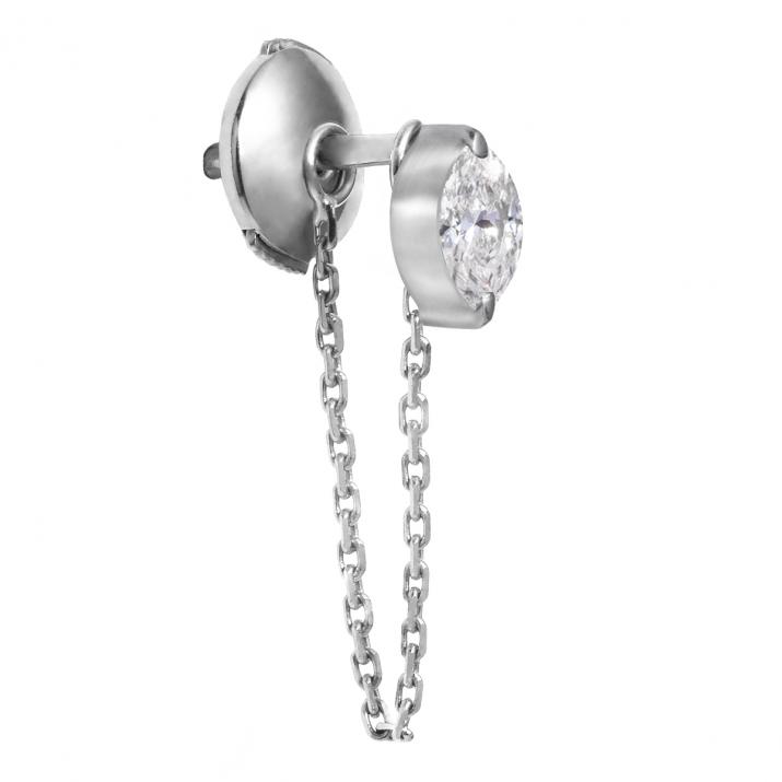 Pendiente de cadena de oro blanco Majesté Courtoise - Redline - 0++