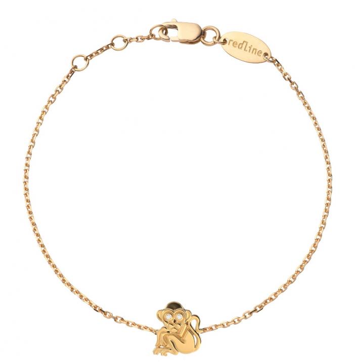 Yellow gold chain bracelet with 2 diamonds on a monkey - Redline