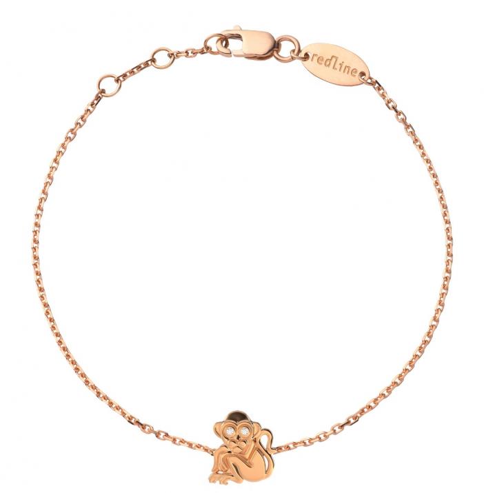 Rose gold chain bracelet with 2 diamonds on a monkey - Redline