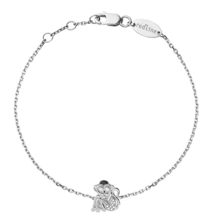 White gold chain bracelet with diamond-paved monkey - Redline