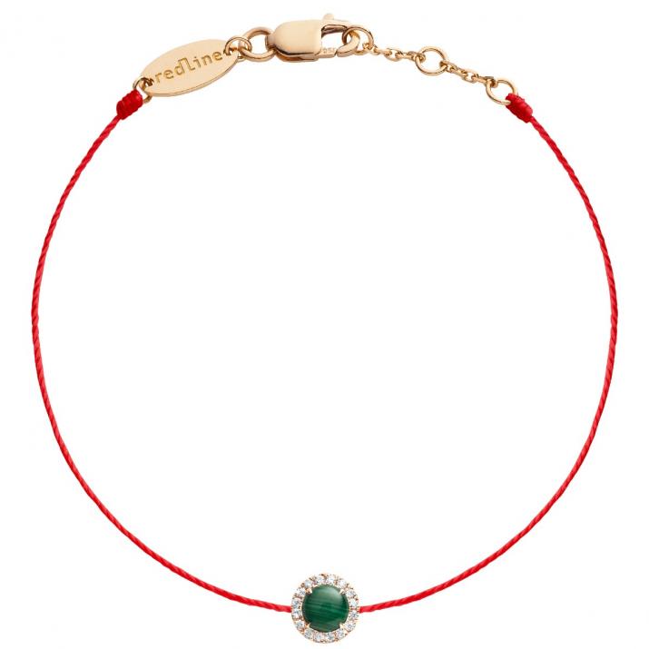 Malachite and diamonds string bracelet in rose gold prong setting - Redline - 0++