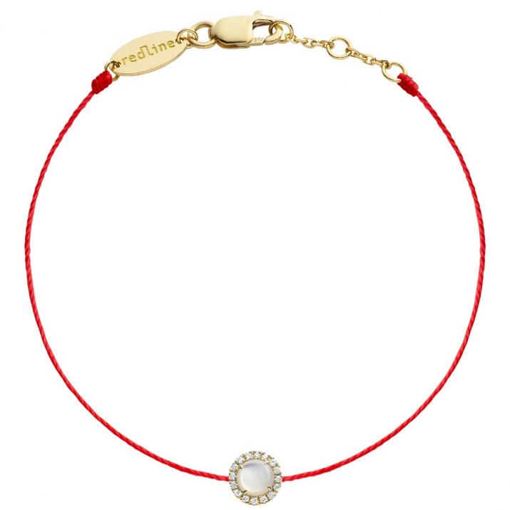 Mother-of-pearl and diamonds string bracelet in yellow gold prong setting - Redline - 0++