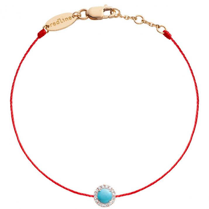 Turquoise and diamonds string bracelet in rose gold prong setting - Redline - 0++