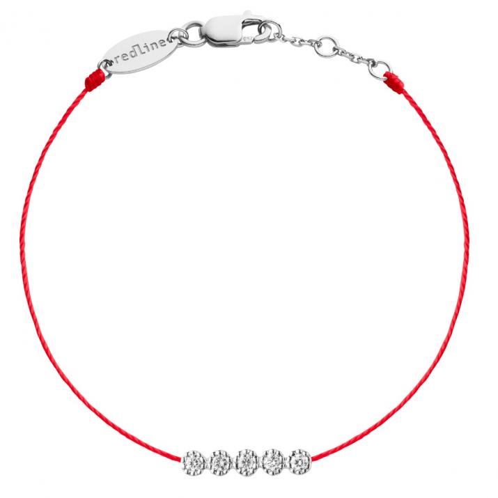 Pulsera en hilo con 0.7ct de diamantes en base de oro blanco - Redline