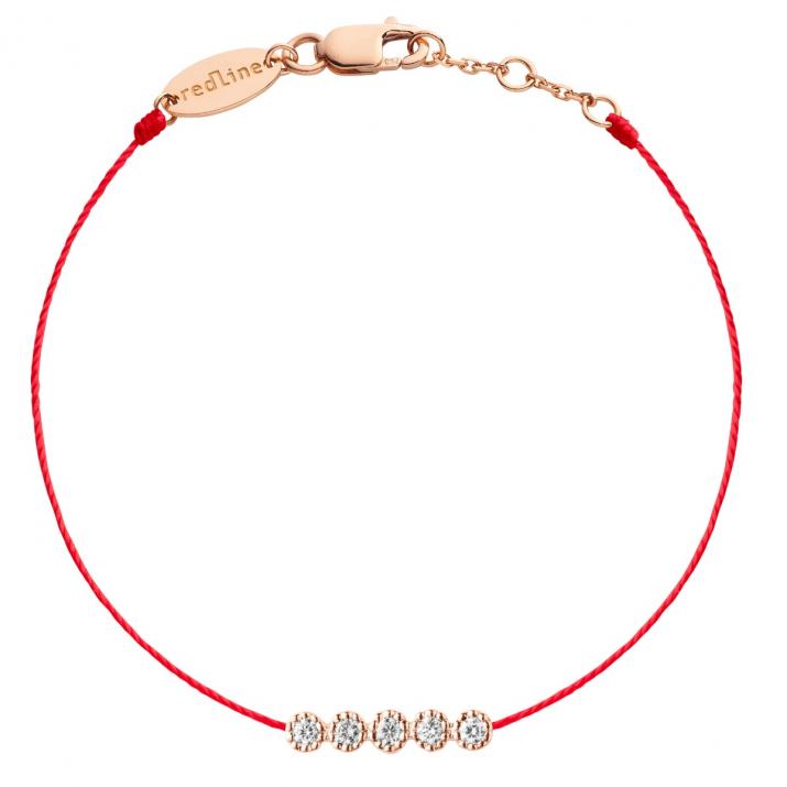 Pulsera en hilo con 0.7ct de diamantes en base de oro rosa - Redline - 0++