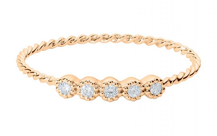 Anillo rígido con 0.7ct de diamantes en oro rosa - Redline