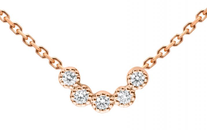 Collar en cdena con 5 diamantes en base de oro rosa - Redline