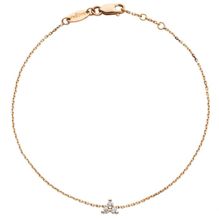 Chain Bracelet For Women with 0.043ct Round Diamond in Rose Gold Prong Setting - Redline