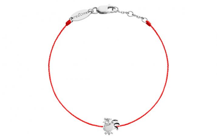 String bracelet with diamond on a rooster in white gold - Redline - 0++