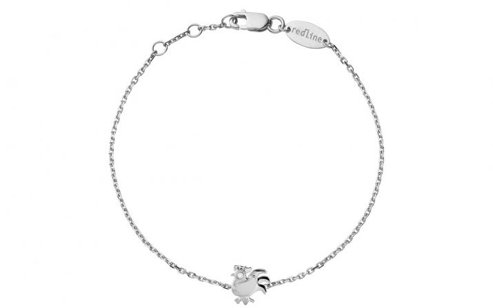 White gold chain bracelet with diamond on a rooster - Redline - 0++