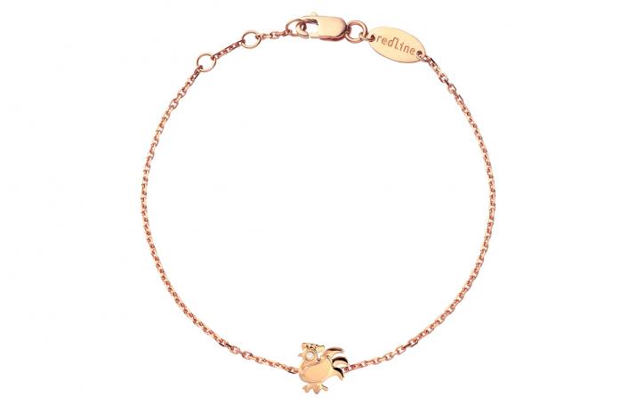 Rose gold chain bracelet with diamond on a rooster - Redline - 0++