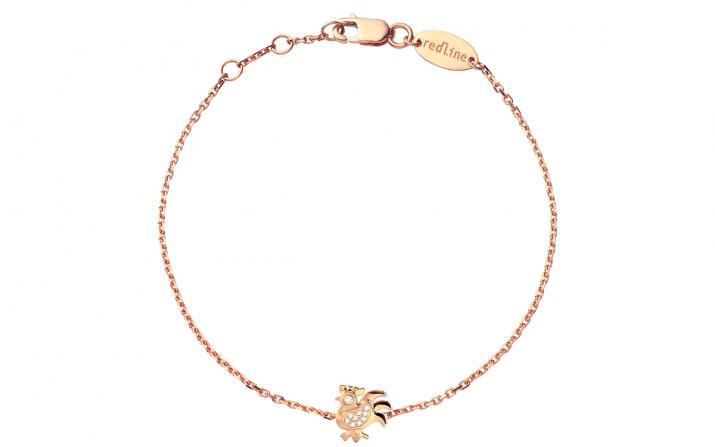 Rose gold chain bracelet with diamond-paved rooster - Redline - 0++
