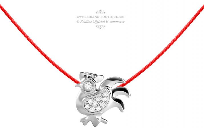 String necklace with diamond-paved rooster in white gold - Redline - 0++