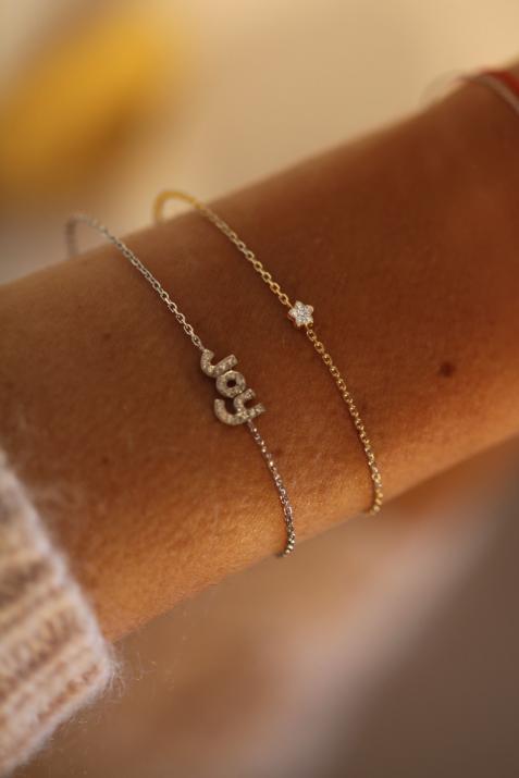 Chain bracelet with 0.05ct diamonds on a star in yellow gold - Redline - 0++