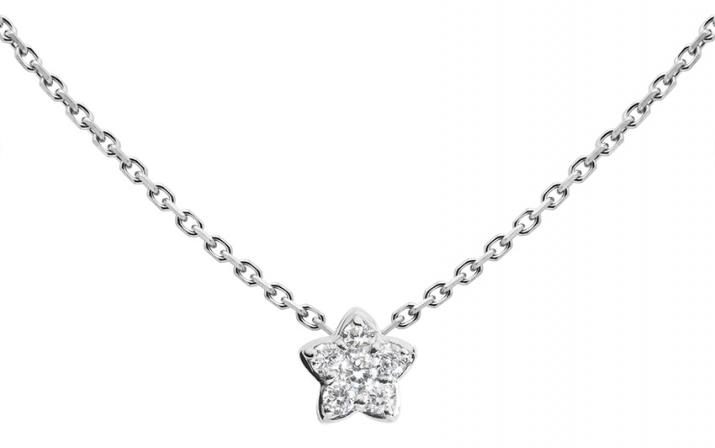 Chain necklace with 0.05ct diamond in white gold prong setting - Redline