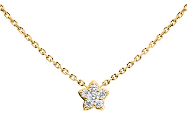 Chain necklace with 0.05ct diamond in yellow gold prong setting - Redline