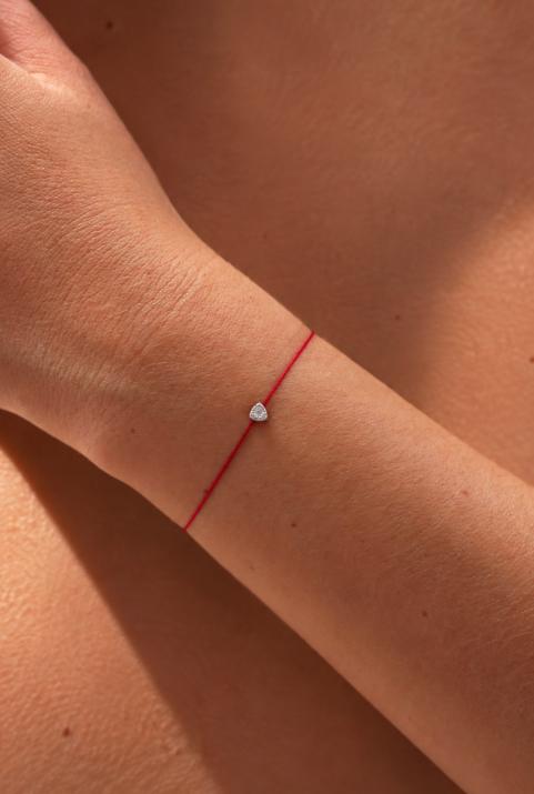 String bracelet with 0.05ct diamond in white gold prong setting - Redline - 0++