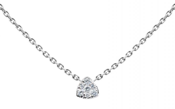 Chain necklace with 0.05ct diamond in white gold prong setting - Redline
