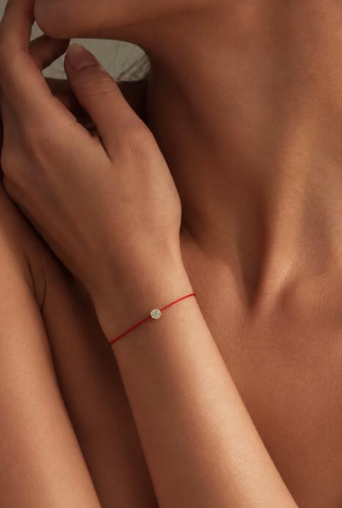 Pulsera en hilo con diamante de 0.5ct en base de oro amarillo - Redline - 0++