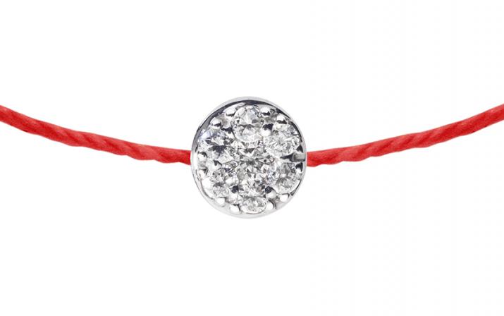 Pulsera en hilo con diamante de 0.10ct en base de oro blanco - Redline - 0++