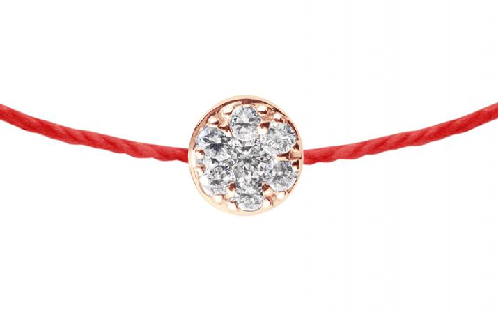 Pulsera en hilo con diamante de 0.5ct en base de oro rosa - Redline - 0++